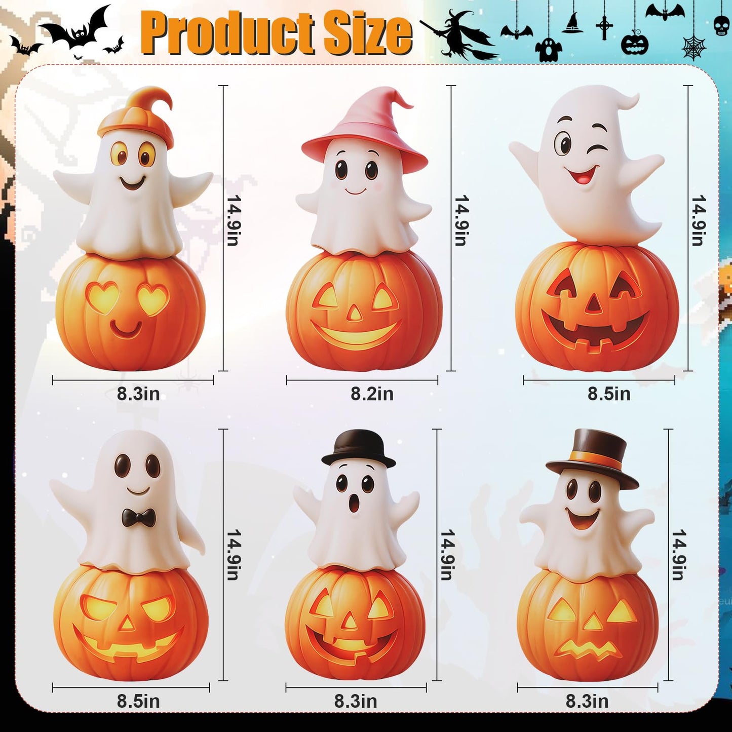 Outdoor Halloween Yard Signs, 6 PCS Cute Pumpkin Ghost Halloween Yard Stakes Kids Friendly for Lawn Garden Outside Home Decor