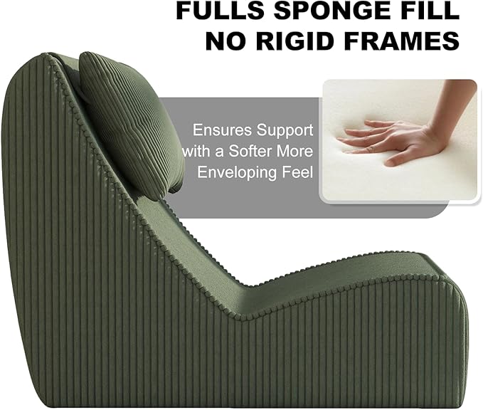 Giant Bean Bag Chair for Adults, Corduroy Chaise Lounge
