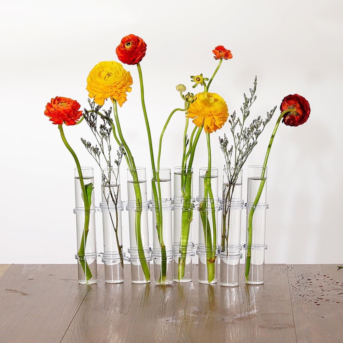ibasenice Glass Test Tube Vases Set of 8 Large Hydroponic Propagation Tubes with Cleaning Brush for Indoor Plant Holder and Succulent Terrarium Home Décor