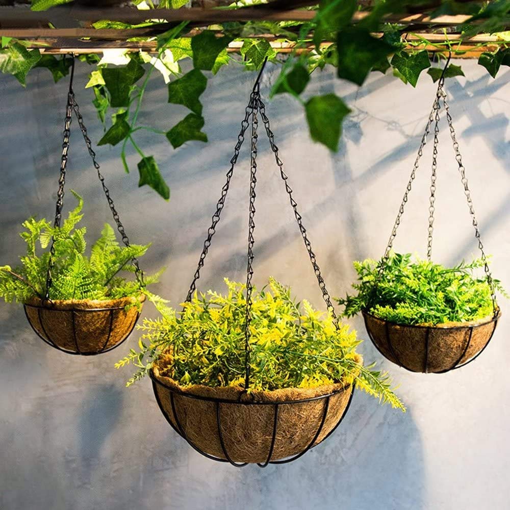 HHTHH 4pcs 24 inch Black Hanging Basket Chain with Hooks Flower Plant Pot Replacement Chain Hanger for Bird Feeders,Planters,Lanterns and Ornaments