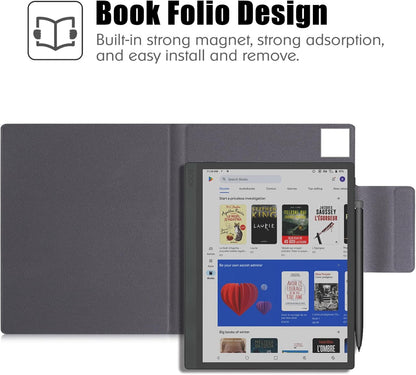 BOZHUORUI Case for 10.3" Boox Tab Ultra C Pro ePaper Tablet | with Sleep/Wake | Magnetic Adsorption | Pen Clasp Design | Thin & Light | PU Leather Smart Cover (Denim Black)