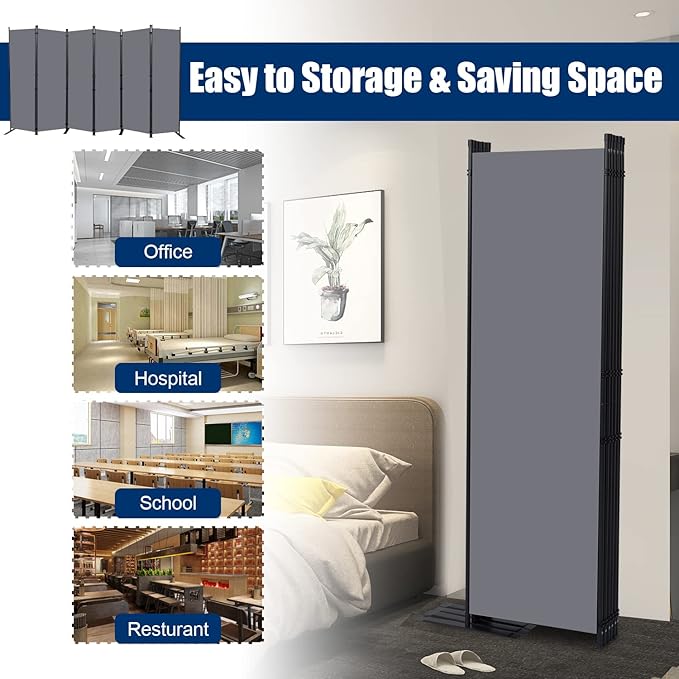Room Divider 6FT Portable Room Dividers and Folding Privacy Screens, 6 Panel