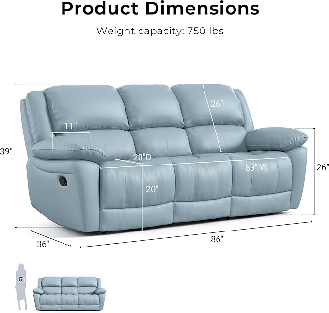 Furniture of America Sorin Modern Leather Recliner Sofa