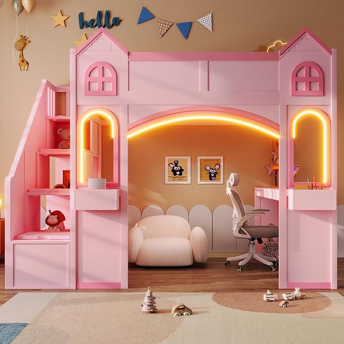 Princess-Themed Castle Loft Bed