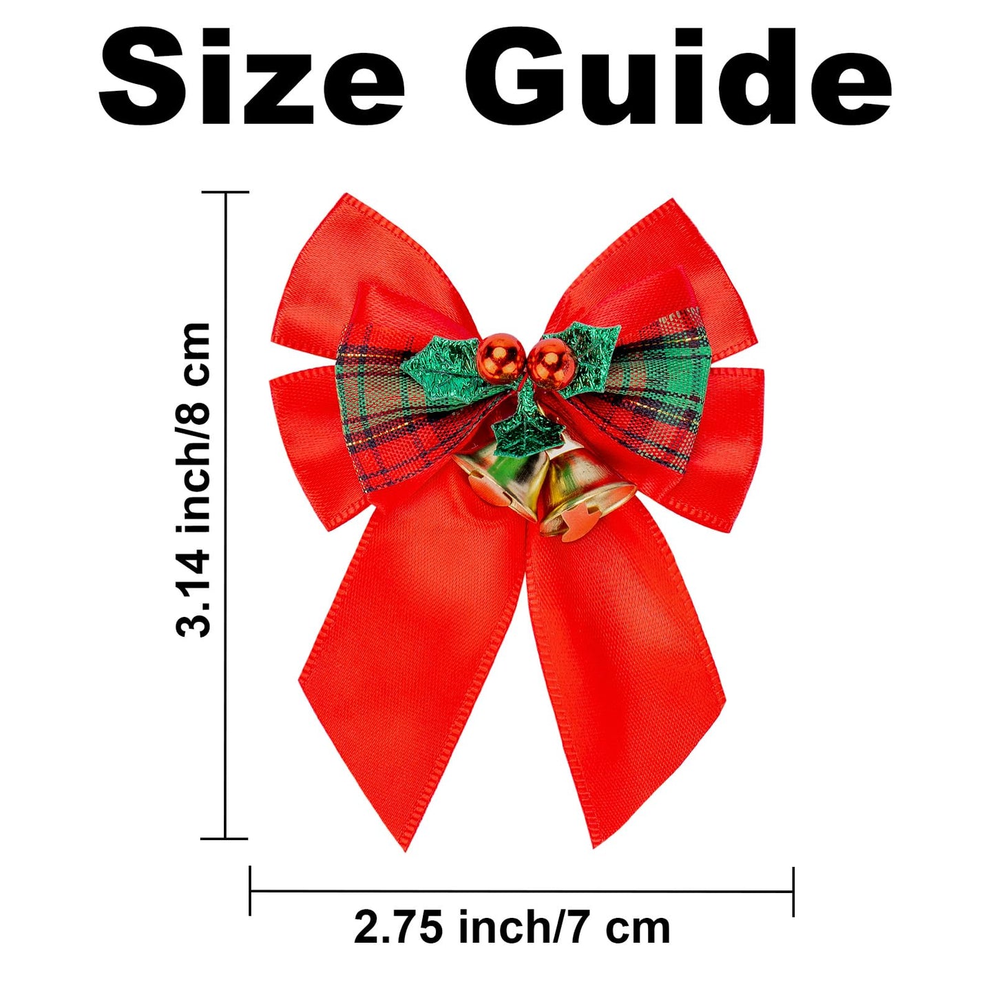 Voeveca 20 Pack Christmas Bows, Bowknot Wreath Bow with Jingle Bells for Christmas Garland Tree, Crafts, Wrapping, Wreath Xmas Hanging Ornaments Decor (20, Red)