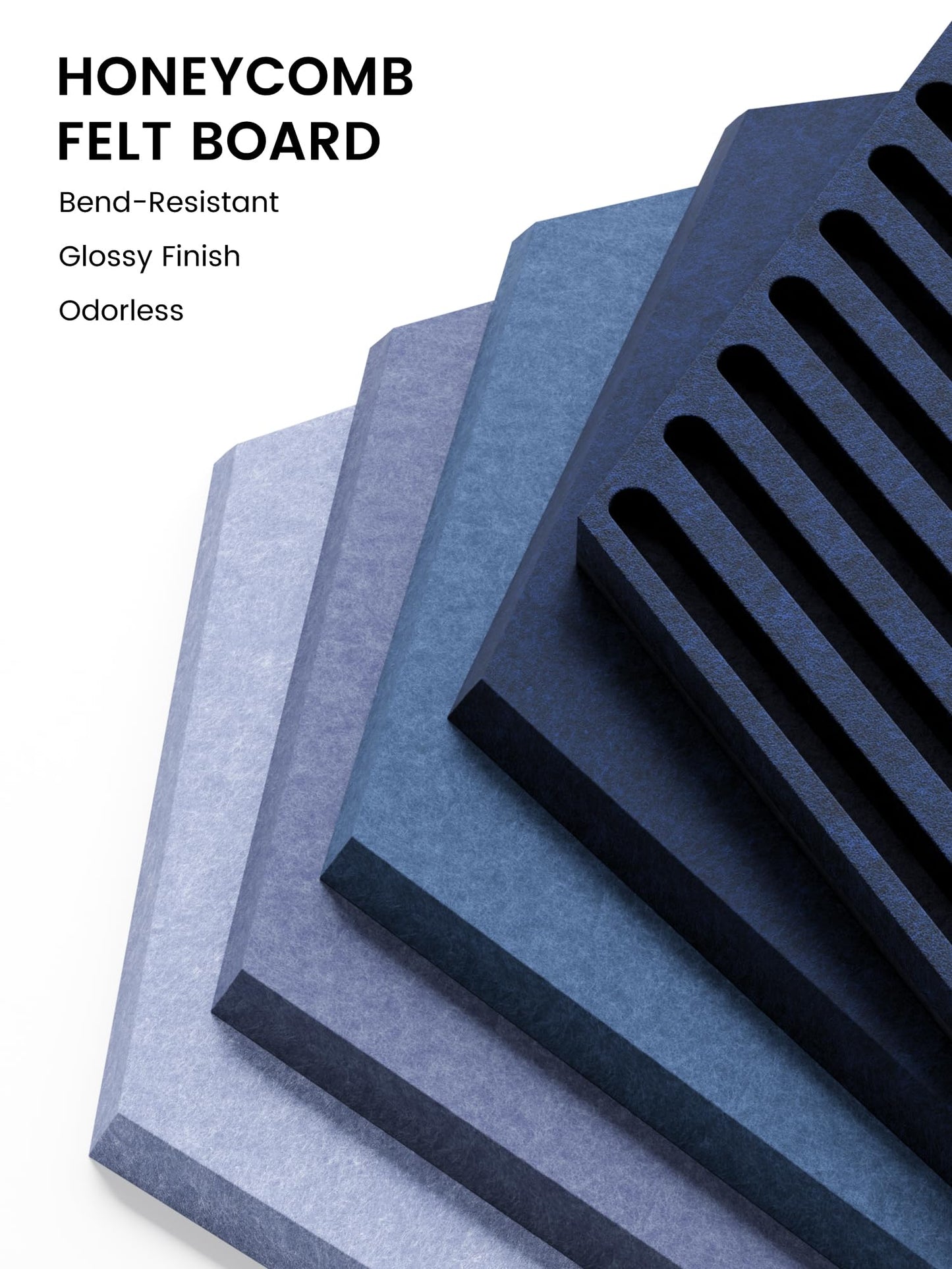 Fluxynara Hexagon Cork Board Alternative for Walls Decor-10-Pack Felt Bulletin Board Tiles,with 30 Pushpins,50 Adhesive Tabs for Office,Classrooms & Home Pin Board Felt Board-Denim Mist