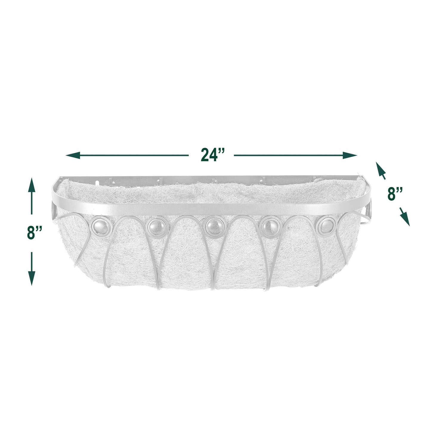 Arcadia Garden Products Hanging Window Basket Metal Trough Flower Planter with Coco Liner for Outdoor Windowsill, Railing, Patio, Garden, Balcony, Fence, 24-inch