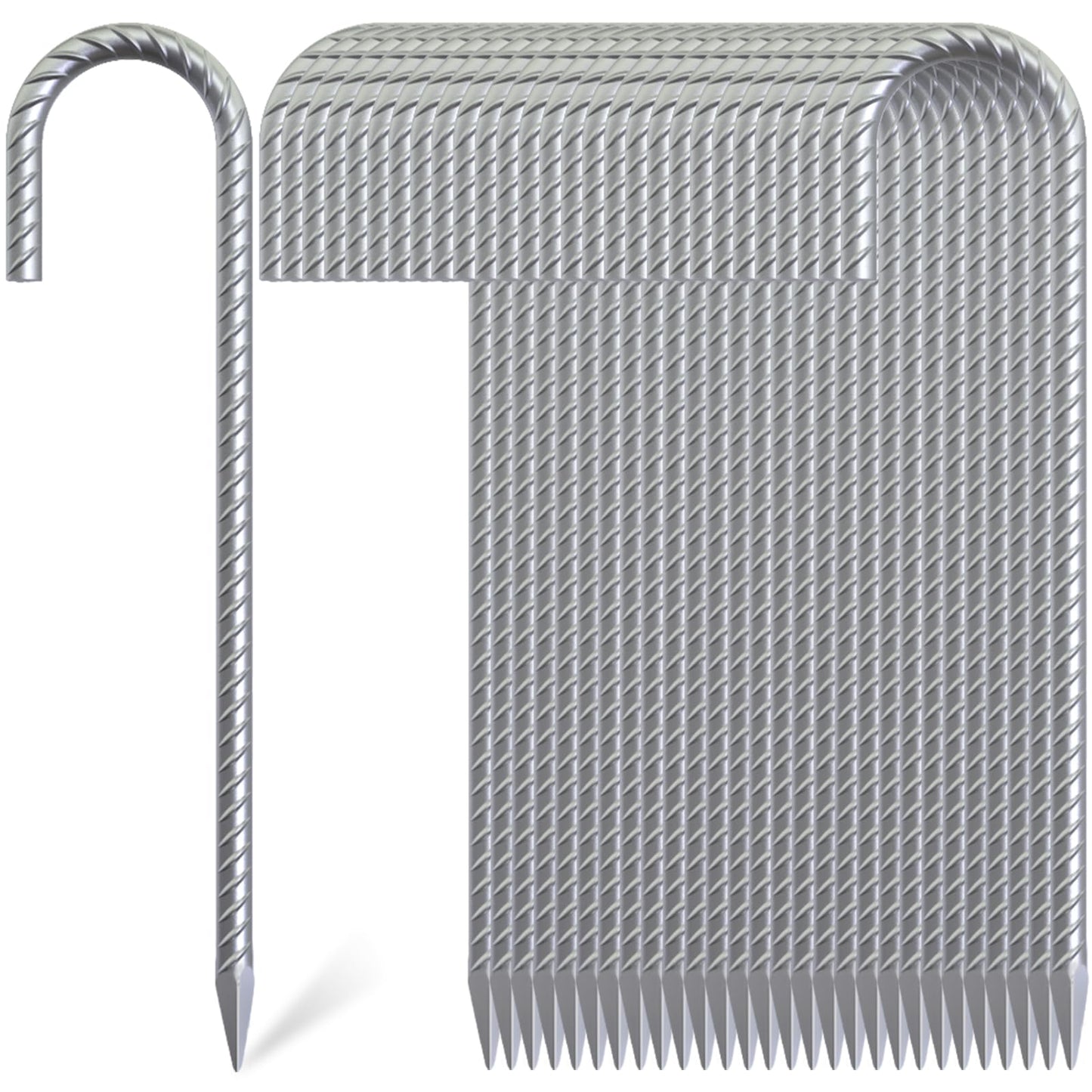 OK5STAR 12 Inch J Hook Rebar Stakes 30 Pack, Heavy Duty Galvanized Steel Ground Stakes, Metal Tent Stakes Chain Link Fence Stakes for Inflatables, Yard Decorations, Camping, Garden