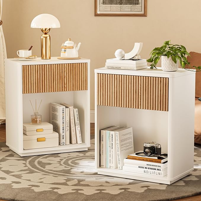 Modern Fluted Nightstand Set of 2