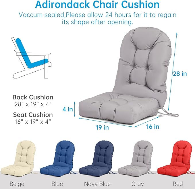 Adirondack Chair Cushion Tufted Waterproof Outdoor Rocking Chair Cushions