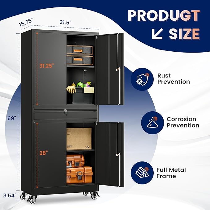 Yizosh Metal Garage Storage Cabinet