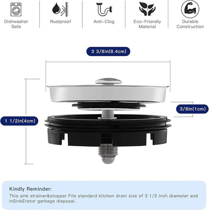 CLEESINK Kitchen Sink Strainer and Stopper Combo