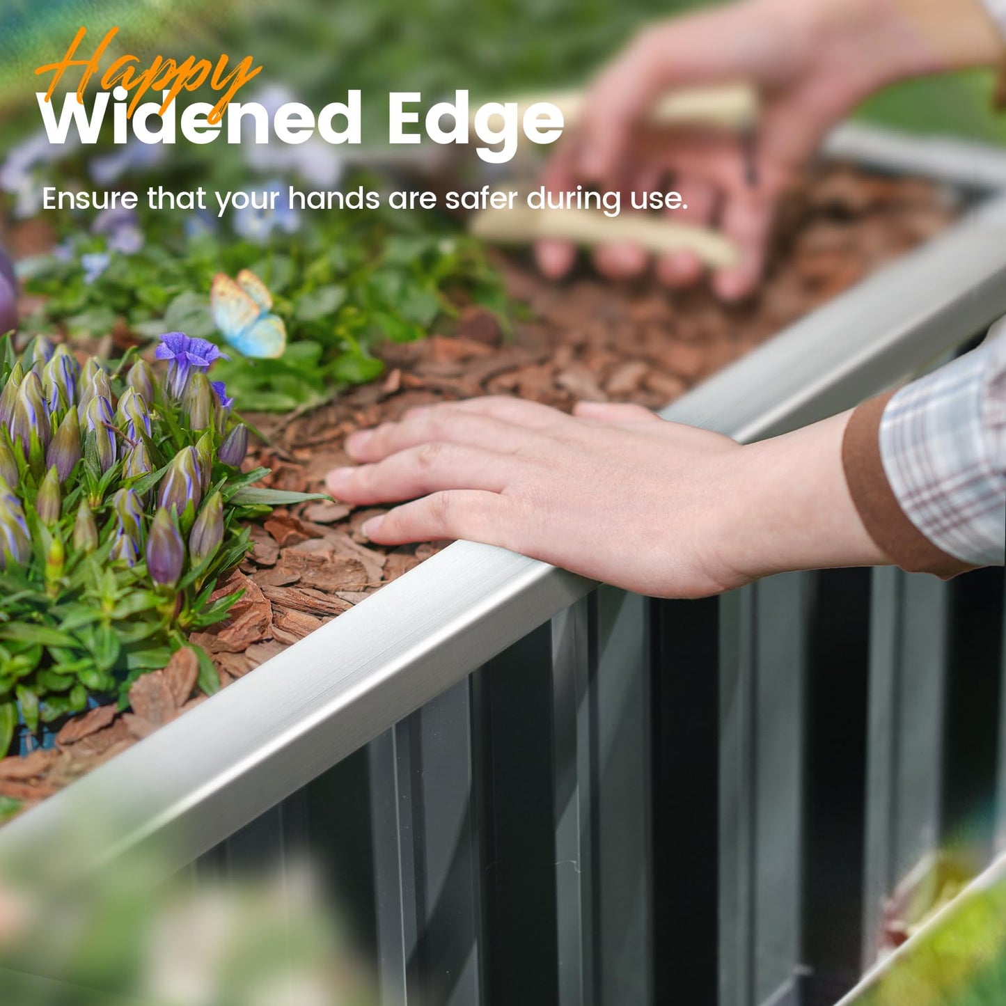 KING BIRD Raised Garden Bed 68" x 36" x 12" (2 Packs) Galvanized Steel Metal Outdoor Planter Kit Box for Vegetables, Flowers, Fruits, and Herbs, Dark Grey