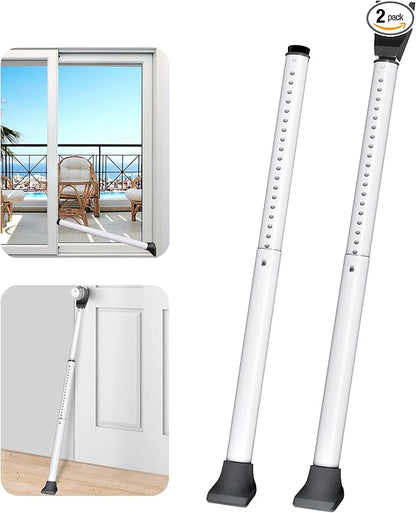 AceMining Upgraded Door Security Bar & Sliding Patio Bar, Heavy Duty Stoppers Adjustable Jammer for Home, Apartment, Travel (2 Pack,White)