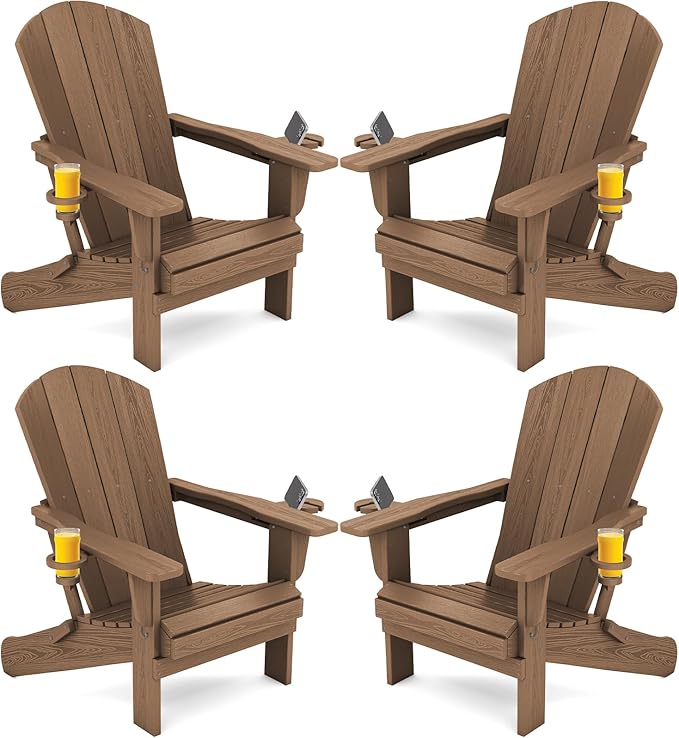 SERWALL Adirondack Chair with Cup Holders