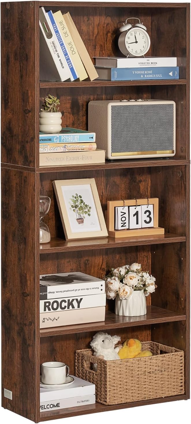 VEVOR 5 Tiers Narrow Bookshelf, 53 in Wooden Open Bookcase