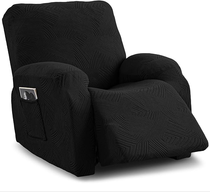 Recliner Chair Covers, 4-Piece Stretch Geometric Strokes Jacquard Reclining
