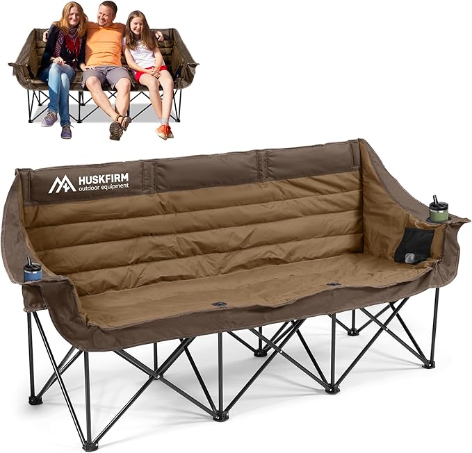 Huskfirm 3 Person Camping Chairs Folding Double Camping Chair Portable
