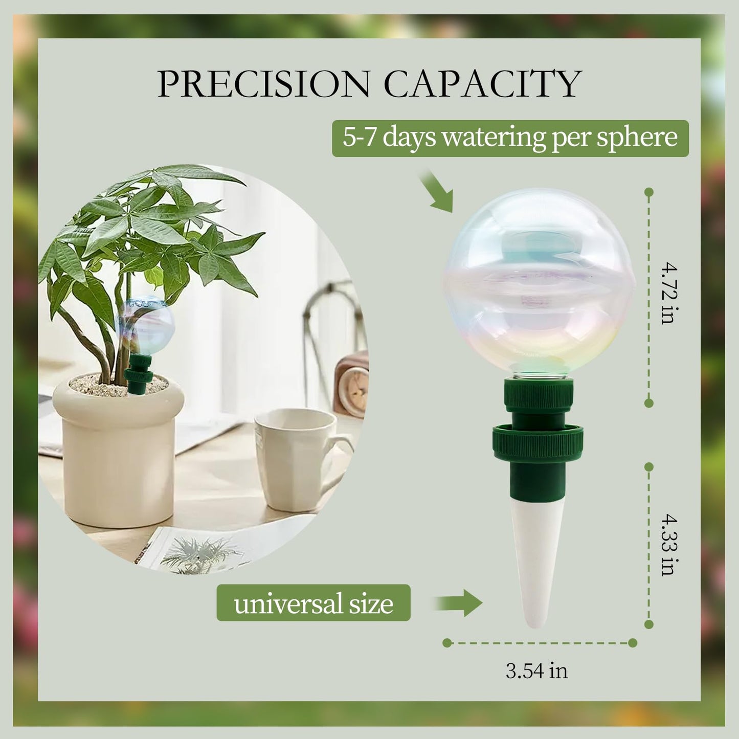 Floreevo 2 Pack Glass Self-Watering Globes for Plants, 6oz Automatic Plant Waterer Bulbs with Terracotta Slow Release Spikes, Vacation Indoor Outdoor Houseplant Watering Devices