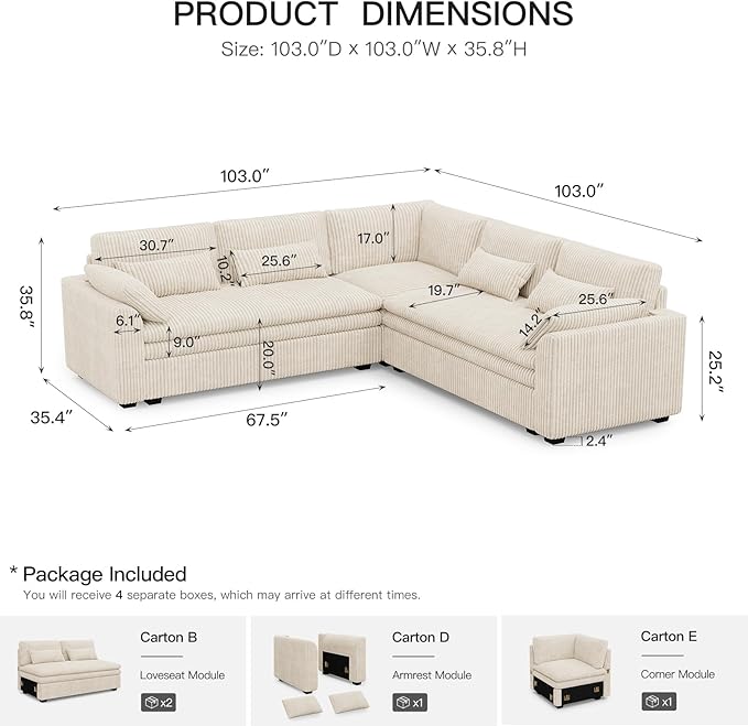 Belffin Large Modular Sectional Sofa