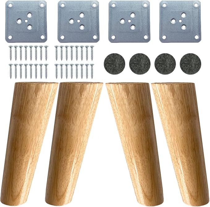 KITEVICH 4PACK Solid Wood Furniture Legs 6 Inch Sofa Legs, Replacement Legs Mid