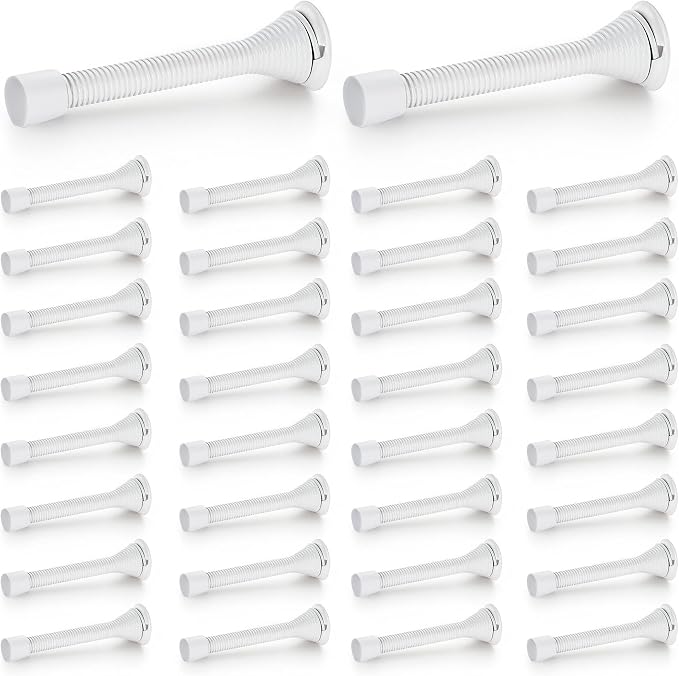 Ravinte Door Stoppers, 36 Pack White Spring Door Stops with Rubber Bumper, Door Stoppers for Bottom of Door
