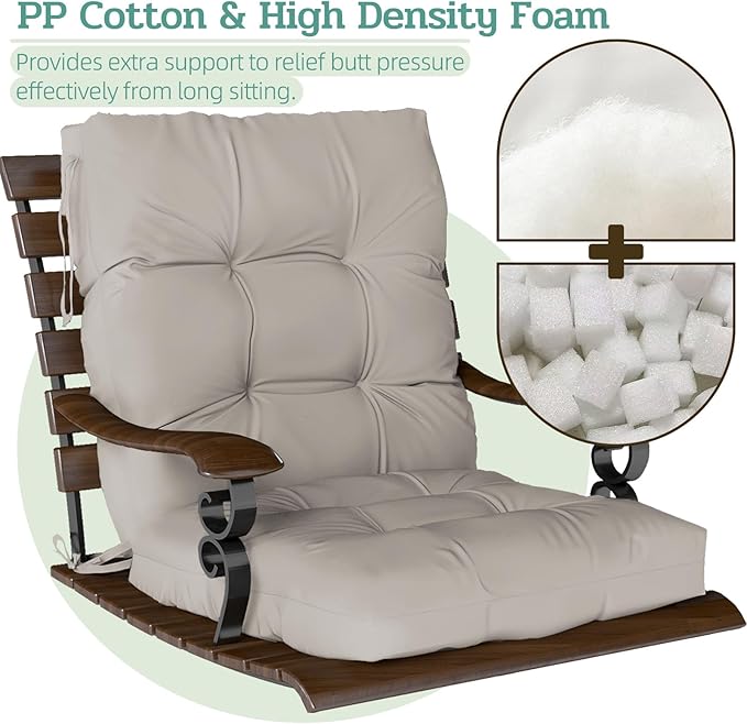 Outdoor Chair Cushions Set of 2, High Back Soft Seat Pad