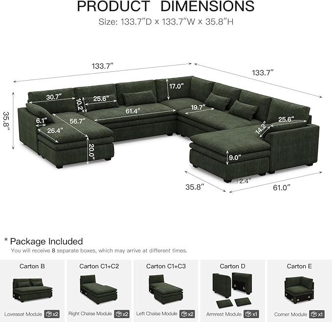 Belffin Large Modular Sectional Sofa