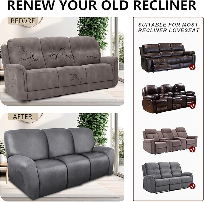 ANARACHON Recliner Couch Cover Leather Look Recliner Sofa Covers