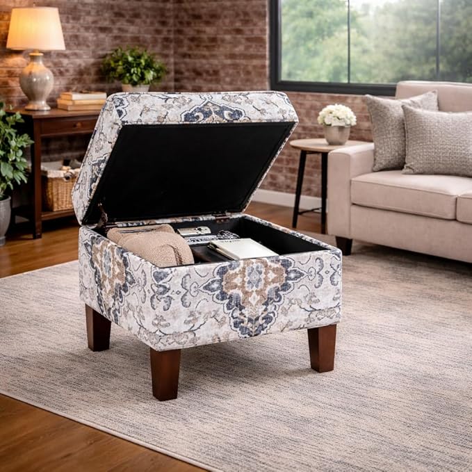Homepop Home Decor |K7646-A862 | Upholstered Modern Rectangular Storage Ottoman
