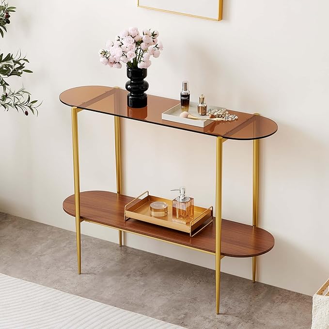LumFurn Oval Glass Console Table