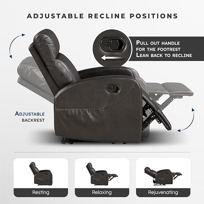 Lexicon Manual Reclining Loveseat, Faux Leather Loveseat Recliner, Wall Hugger