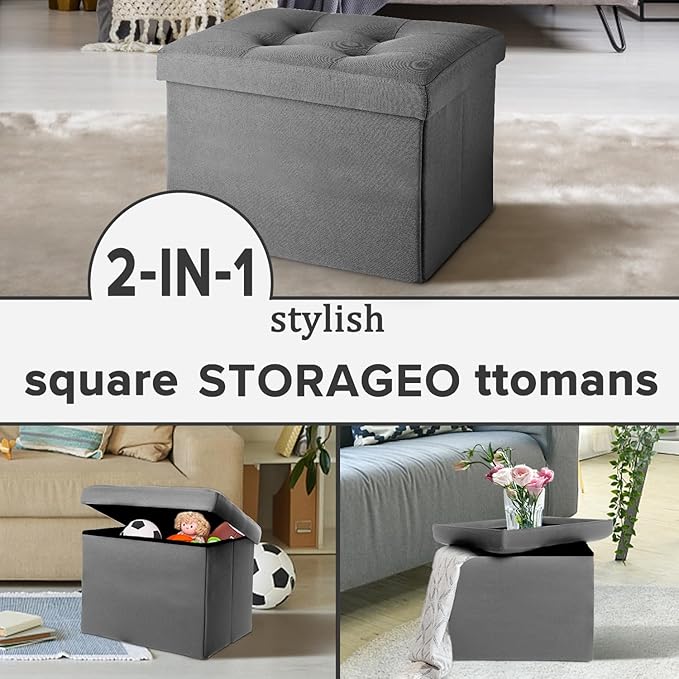 LINMAGCO Small Storage Ottoman Stool Foot Rest Stool Under Desk Stool Short