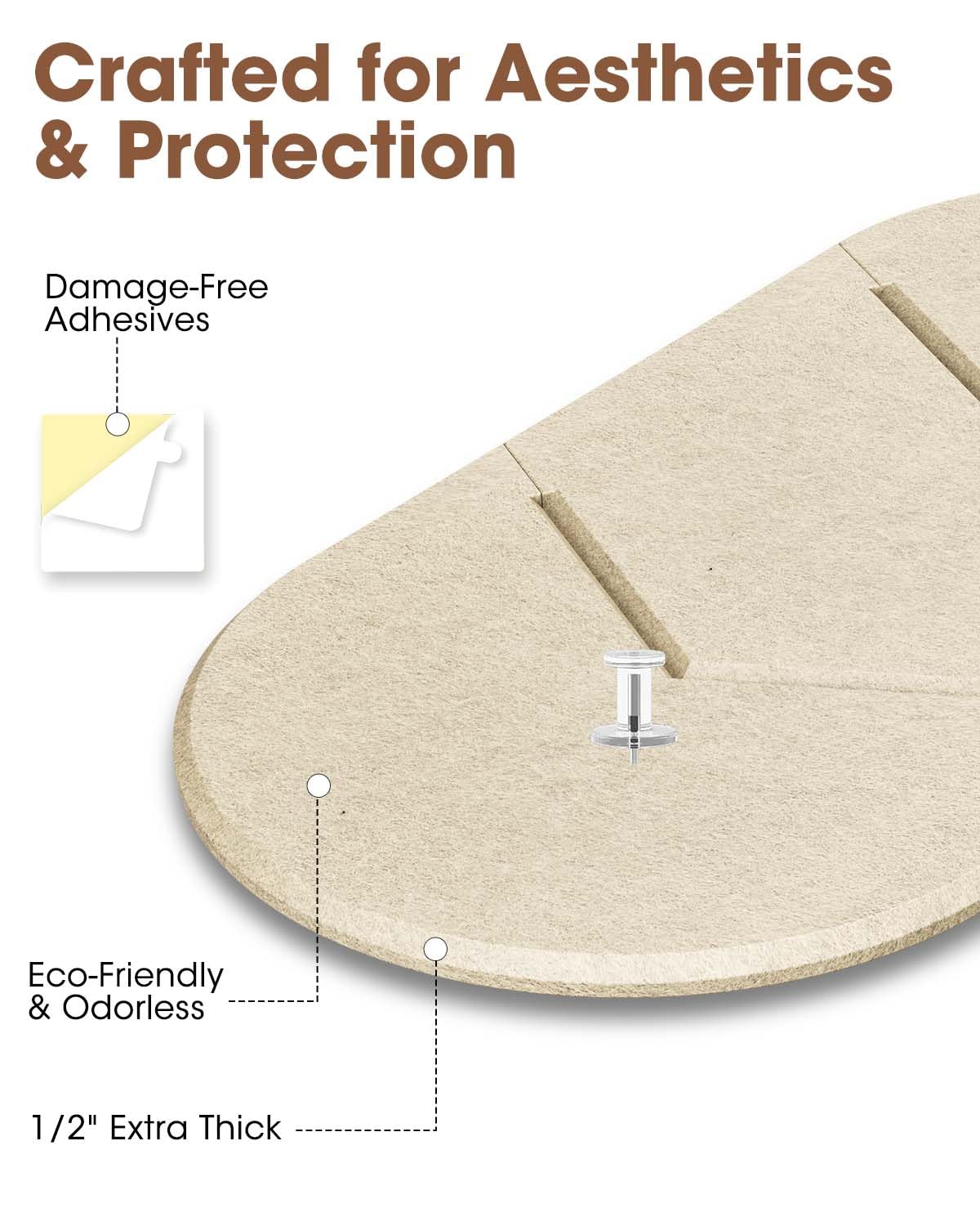 Cork Board Alternative, Felt Bulletin Board for Walls, 2-Pack 23.6"x11.8" Pin Board Wall Organizer with 35 Push Pins, Adhesive Install Wall Decor for Office, Classroom, Home, Desk Accessories