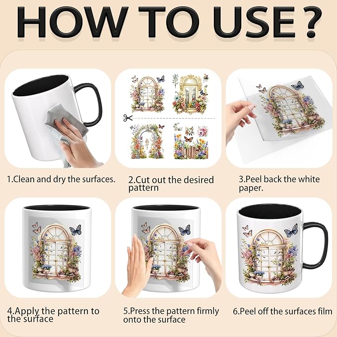 4 Sheets Rub on Transfers for Crafts, Gardens and Butterflies Furniture