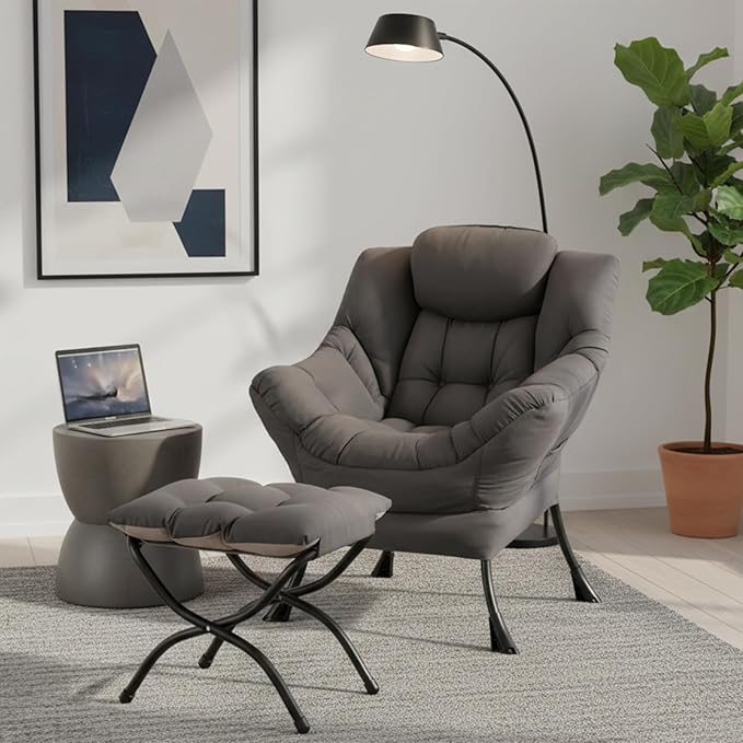 Lazy Chair with Ottoman, Modern Accent Chair Contemporary Sofa Chair with