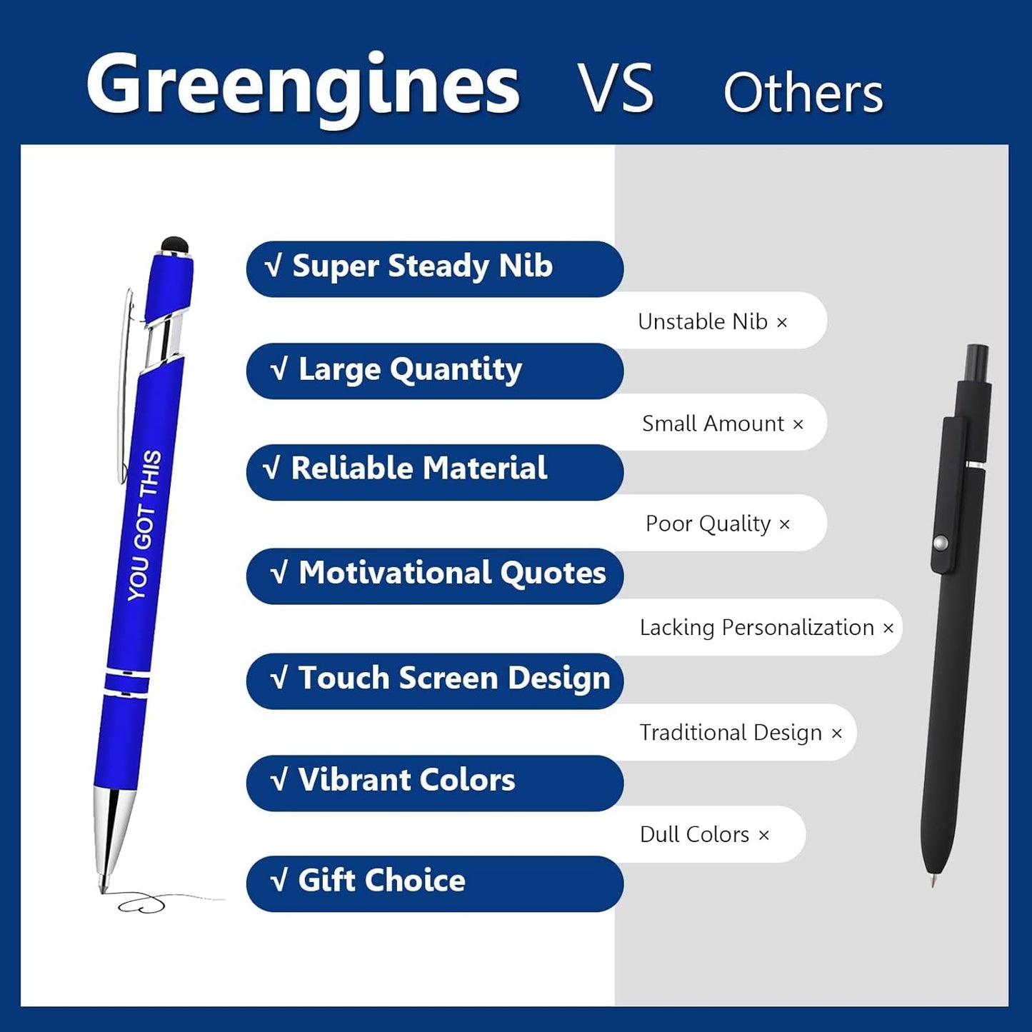 30 Pcs Inspirational Pens - Motivational Ballpoint Pens Bulk with quotes Stylus Tip Gifts for School Coworkers Black Ink
