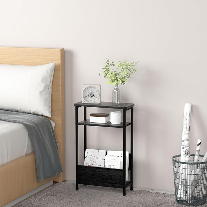 THUMEYE 7.1" Narrow Side Table for Small Spaces, 3 Tier Small End Table