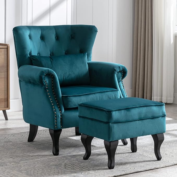 Mid Century Modern Accent Chair Upholstered Armchair Comfy Velvet Tufted