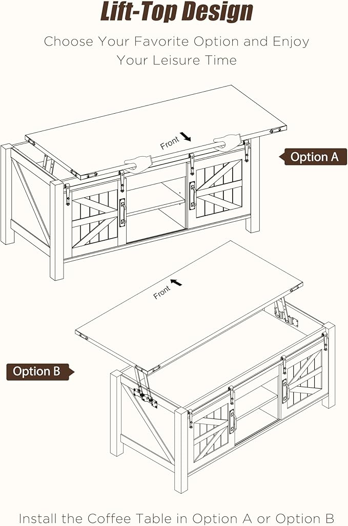 OKD 48" Farmhouse Lift Top Coffee Table