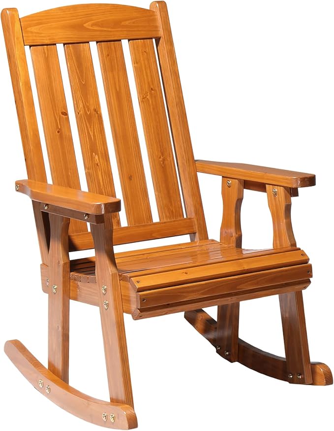VINGLI Outdoor Rocking Chair, Heavy Duty 600 LBS Wooden Rocking Bench