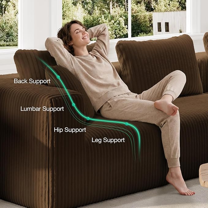 Novilla 141" Modular Sectional Sofa, Modern Cloud Sectional Couch