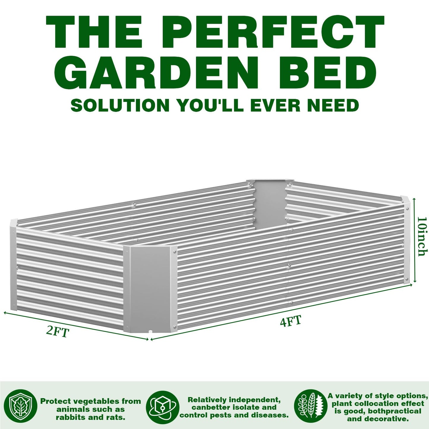 Annzoe 3 Pcs 4 x 2 FT Galvanized Steel Raised Garden Bed for Outdoor Gardening, Durable Metal Planter Box for Vegetables, Herbs, and Flowers, Easy Assembly & Rust Resistant