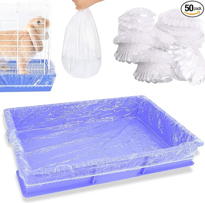 upcessory 50 pcs Disposable Cage Liners, Clear Plastic Rabbit Cage Liner Bag, Universal Toilet Film for Bunny, Hamster, Totoro, Hedgehog, Guinea Pig and Small Animals.