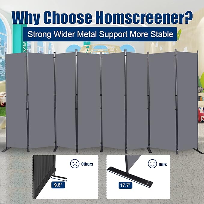 Room Divider 6FT Portable Room Dividers and Folding Privacy Screens, 8 Panel