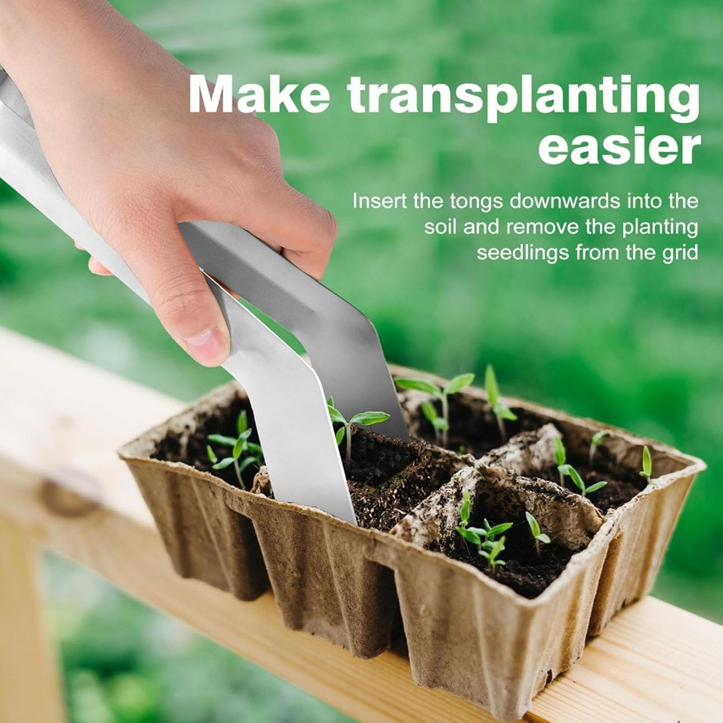 Fabater Seedling Transplant Tongs, 7.1 Inch Stainless Steel Seedling Starters Remove Tongs, Seedling Transplanting Tool, Gardening Plants Transplant Tongs Easily Reduces Root Damage (S)