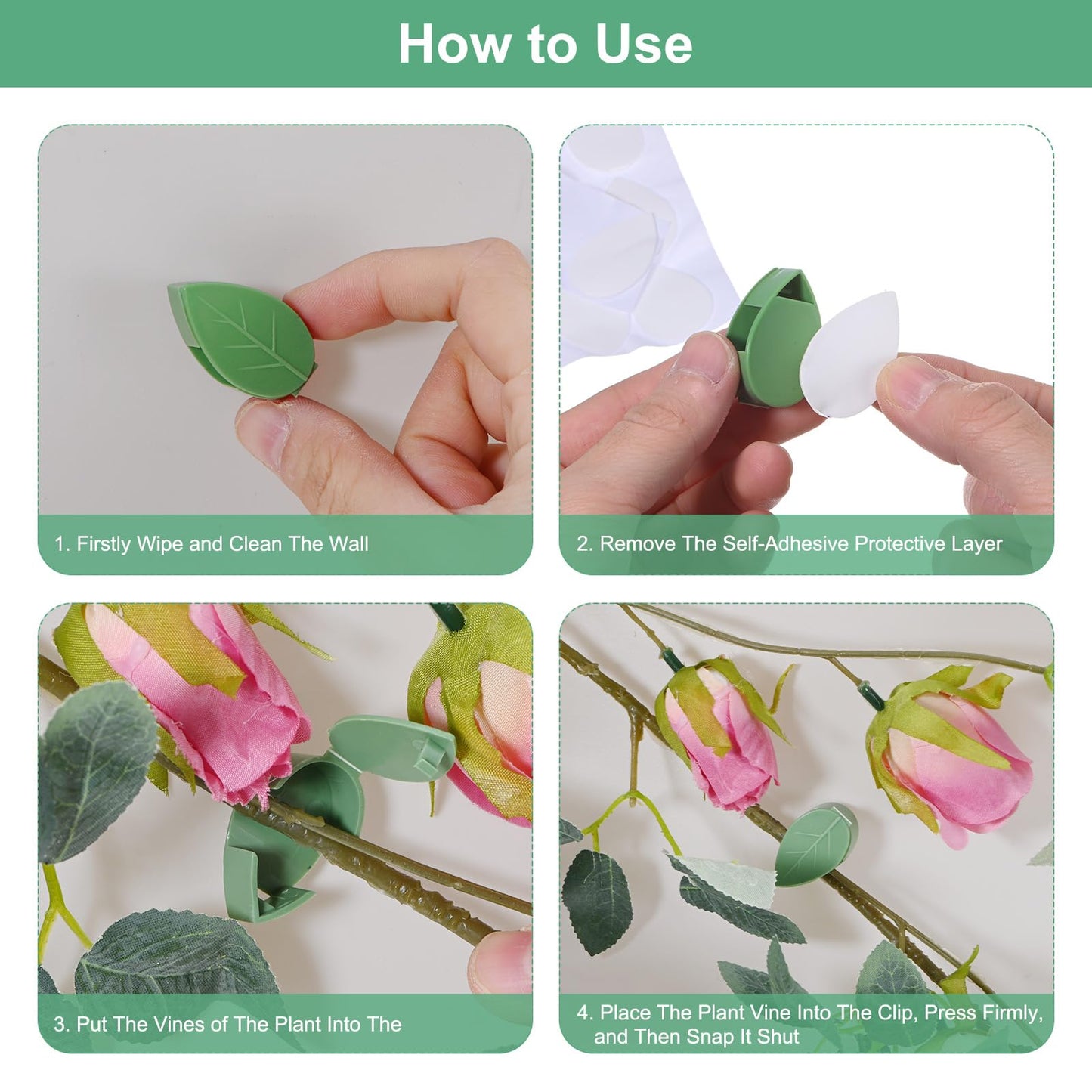M METERXITY 72-Pack Plant Wall Clips, Plant Climbing Wall Fixture Clips, Self-Adhesive Hook Plant Vine Support Holder for Hook/Plant Vine/Traction Cable Wire Fixing