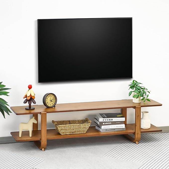 Bamboo TV Stand for TVs up to 65", Media TV Console Table