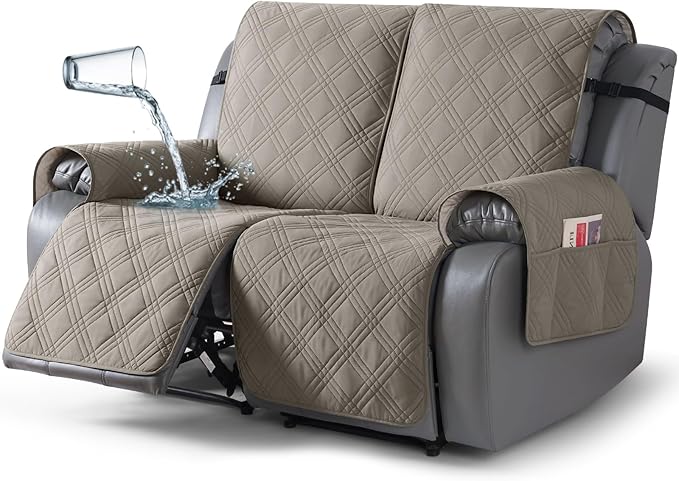 TAOCOCO 100% Waterproof Oversized Loveseat Recliner Cover, Non Slip Split Couch