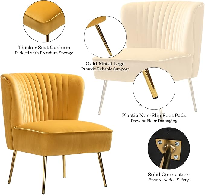 HULALA HOME Velvet Accent Chair, Modern Upholstered Cute Side Chair